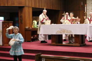 Fairbanks Bishop Steven Maekawa, O.P., celebrates Mass before AFN convention